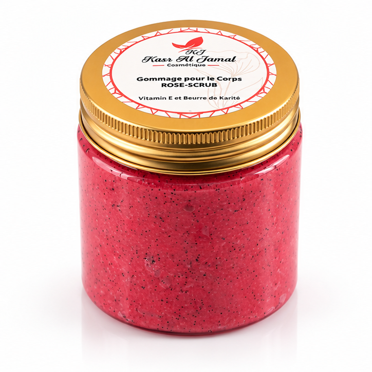 Gommage Corps à la Rose – Beurre de Karité & Vitamine E | Kasr Al Jamal