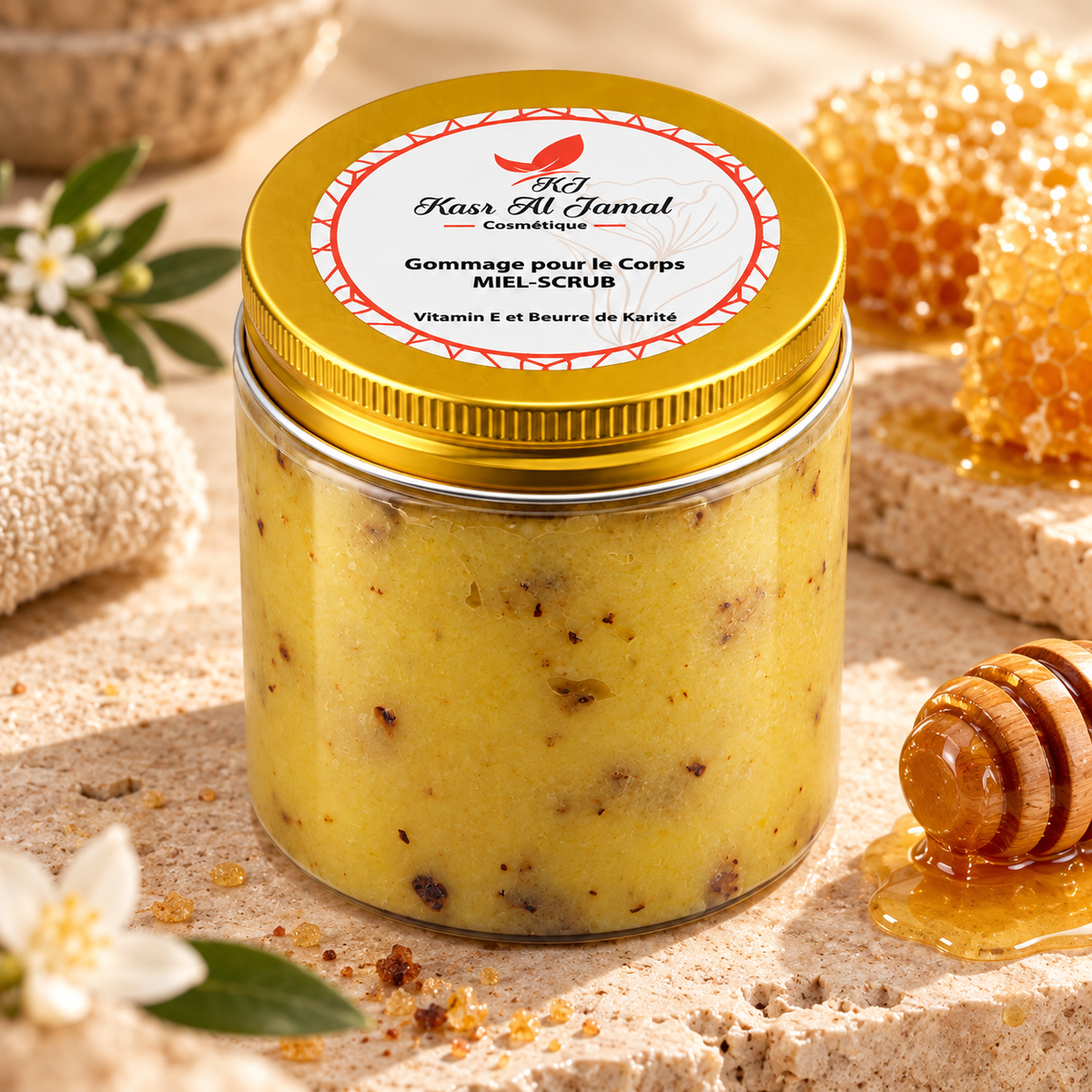 Gommage Corps au Miel – Beurre de Karité & Vitamine E | Kasr Al Jamal