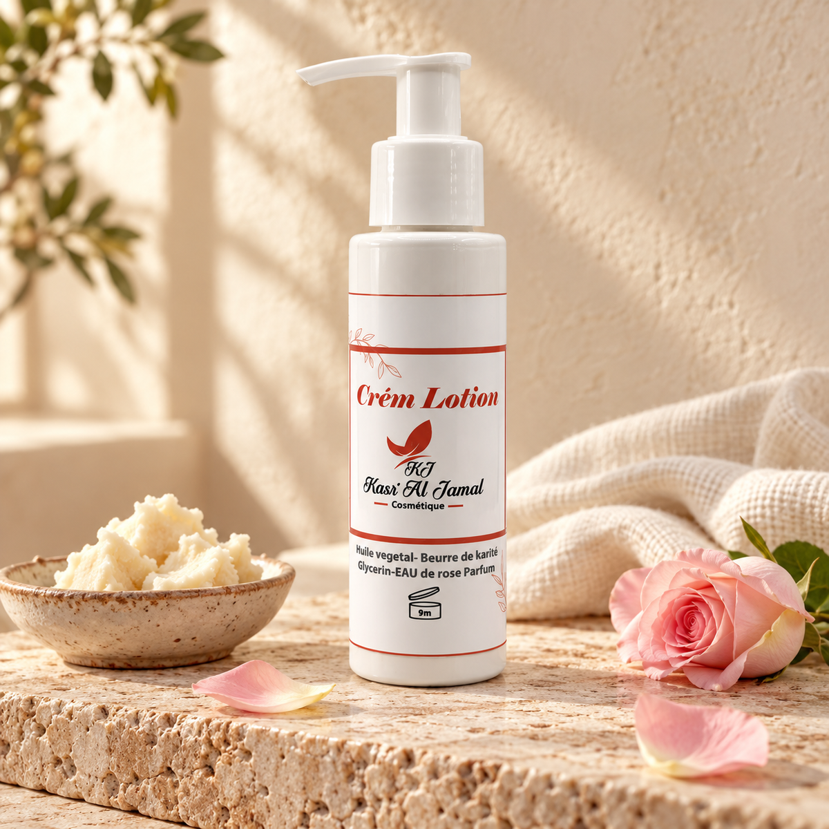 Crème Lotion au karité et eau de rose – ambiance naturelle